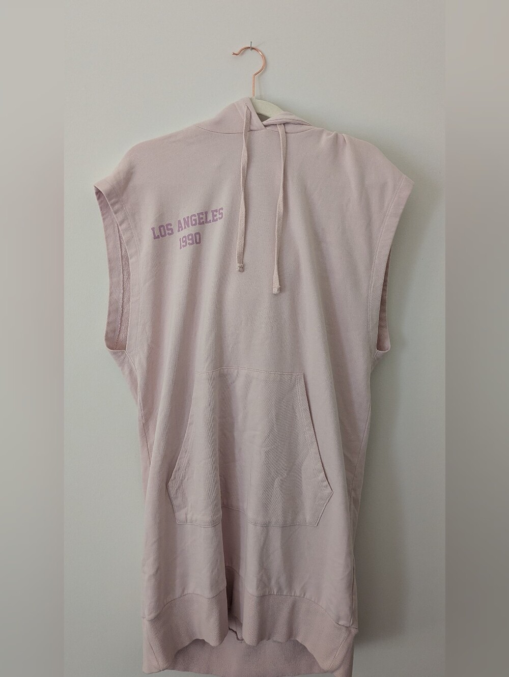 NWT Zara Washed Plush Sleeveless Hoodie Dress Pink Los Angeles 1990 Small